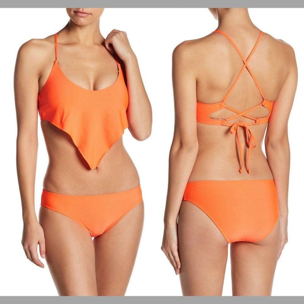 NEW 2PC Basta Surf [ Small ] Bikini Top and Bikini Bottom in‎ Red/ Orange